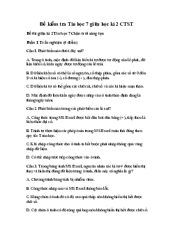 Đề thi giữa kì 2 Tin học 7 - Đề 2 | Chân trời sáng tạo năm 2024