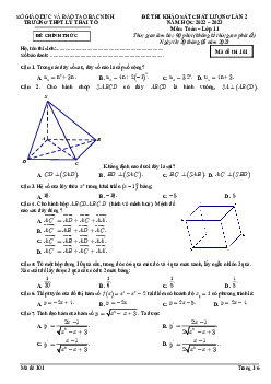 Đề khảo sát Toán 11 lần 2 năm 2022 – 2023 trường THPT Lý Thái Tổ – Bắc Ninh