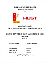 Báo cáo Phân tích và thiết kế hệ thống quản lý điểm sinh viên môn Phân tích thiết kế hướng đối tượng | Trường Đại học Bách Khoa Hà Nội