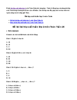 Phiếu bài tập cuối tuần lớp 2 môn Toán Chân trời sáng tạo - Tuần 24