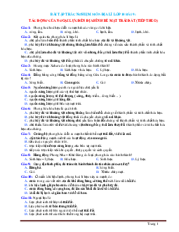 Trắc nghiệm địa 10 bài 9: tác động của nội lực đến địa hình bề mặt trái đất (tiếp theo)