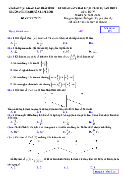 Đề khảo sát chất lượng Toán 12 lần 1 năm 2023 – 2024 trường THPT chuyên Thái Bình