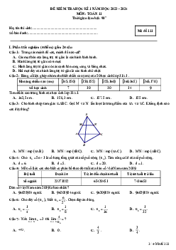 Đề học kì 1 Toán 11 năm 2023 – 2024 trường THPT Thạch Bàn – Hà Nội
