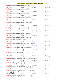 TOP 50 câu trắc nghiệm Phương trình lôgarit mức thông hiểu (giải chi tiết)