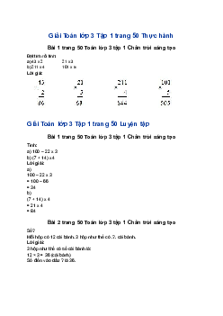 Toán lớp 3 trang 50 Nhân với số có một chữ số trong phạm vi 1000 Chân trời sáng tạo