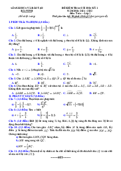 Đề kiểm tra cuối học kỳ 1 Toán 7 năm 2021 – 2022 sở GD&ĐT Bắc Ninh