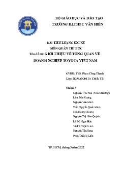 Tiểu luận "Giới thiệu tổng quan về doanh nghiệp Toyota Việt Nam"