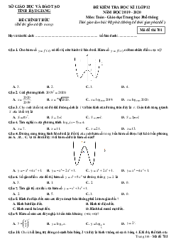 Đề thi HK1 Toán 12 năm học 2019 – 2020 sở GD&ĐT Hậu Giang