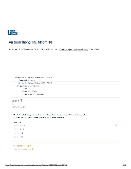 Bài tập trắc nghiệm (quiz) môn An toàn thông tin đề số 3-4 có đáp án | Đại học Sư phạm Kỹ thuật Thành phố Hồ Chí Minh