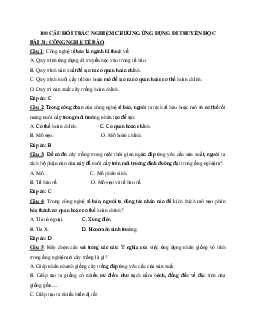 100 câu hỏi trắc nghiệm chương ứng dụng di truyền học
