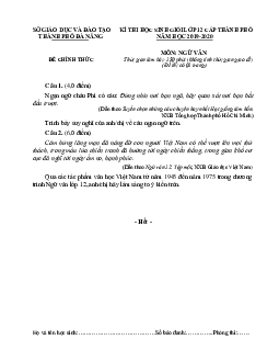 Đề thi Học sinh giỏi môn Ngữ văn 12 năm học 2019-2020 của Sở GD&ĐT Đà Nẵng (có đáp án)