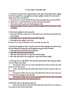 Câu hỏi trắc nghiệm luật doanh nghiệp ( có đáp án )
