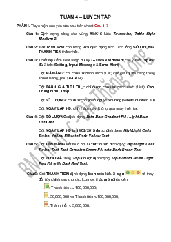 Tài liệu của Tuần 4 : Thực hiện các thao tác trên sheet môn Tin học dại cương | Đại học Thăng Long