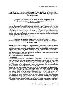 Nhân tố ảnh hưởng đến ý định sử dụng ví Momo khi mua sắm trực tuyến của sinh viên trường Đại học công nghiệp thành phố Hồ Chí Minh | Thương mại điện tử