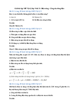 Giải SBT Lý 9 bài 13: Điện năng - Công của dòng điện