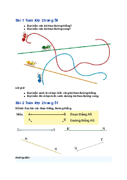 Giải SGK Toán lớp 2 bài 14: Đường thẳng - Đường cong| Chân trời sáng tạo