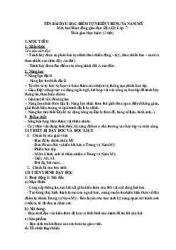 Giáo án Địa lí 7 Bài 16: Thiên nhiên Trung và Nam Mỹ sách Chân trời sáng tạo