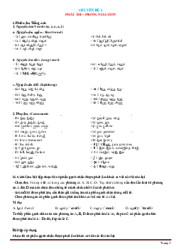 Chuyên đề 1: Phát âm - PRONUNCIATION Tiếng Anh 9