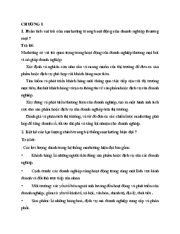 Câu hỏi ôn tập Marketing thương mại | Trường Đại học Kinh tế và Quản trị Kinh doanh, Đại học Thái Nguyên