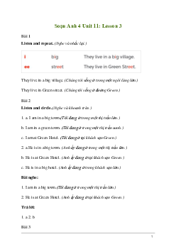 Giải Tiếng Anh lớp 4 Unit 11: Lesson 3 | Global Success