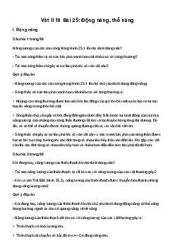 Giải Vật lí 10 Bài 25: Động năng, thế năng | Kết Nối Tri Thức