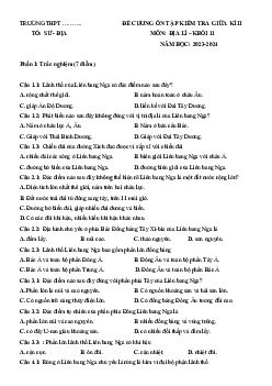 Đề cương ôn tập giữa học kì 2 môn Địa lí 11 sách Cánh diều