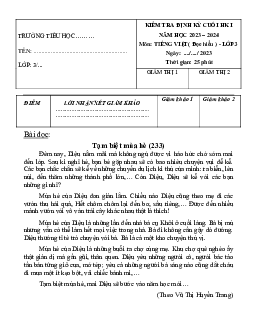 Đề thi học kì 1 môn Tiếng Việt lớp 3 năm 2023 - 2024 (Đề 5) | Chân trời sáng tạo