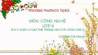 Giáo án điện tử  Công nghệ 4 Bài 4 Cánh diều: Chậu và giá thể trồng hoa cây cảnh (T2)