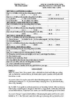 Đáp án Đề thi giữa học kì 2 môn Tiếng Anh 6 năm 2023 - 2024 sách Global Success | Đề 8