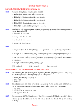 Bài tập toán 9 tuần 16 (có đáp án và lời giải chi tiết)