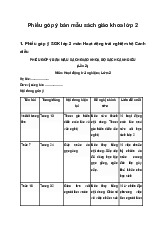 Phiếu góp ý sách giáo khoa lớp 2 môn Hoạt động trải nghiệm