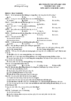 Đề cương ôn tập giữa học kì 2 môn Khoa học tự nhiên 8 năm 2023 - 2024 CD