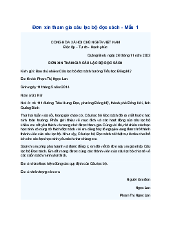 Viết đơn xin tham gia câu lạc bộ đọc sách | Tập làm văn lớp 4