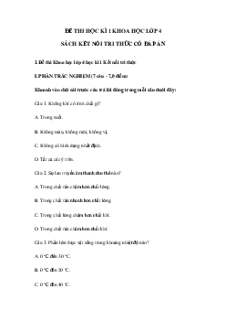 Đề thi Khoa học lớp 4 kì 1 Kết nối tri thức - Đề số 1