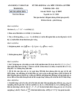 Đề thi HSG Toán 12 cấp tỉnh năm 2020 – 2021 sở GD&ĐT Thanh Hóa