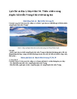Lịch Sử và Địa Lí lớp 4 Bài 14: Thiên nhiên vùng duyên hải miền Trung | Chân trời sáng tạo