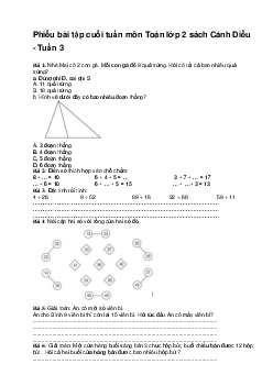 Phiếu bài tập cuối tuần môn Toán lớp 2 sách Cánh Diều - Tuần 3