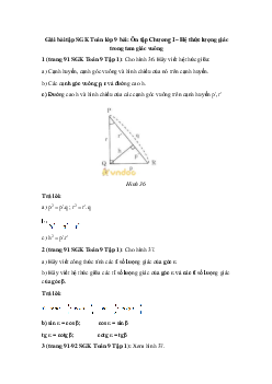 Giải Toán 9: Ôn tập Chương I – Hệ thức lượng giác trong tam giác vuông