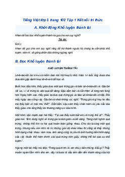 Giải SGK Tiếng Việt 5 trang 102 Bài 20: Đọc: Khổ luyện thành tài - Kết nối tri thức (Tập 1)