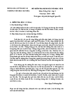Đề thi cuối học kì 2 môn Tiếng Việt lớp 5 trường tiểu học Dân Hòa, Thanh Oai năm 2015 - 2016