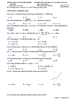 Đề thi giữa kỳ 2 Toán 11 năm 2023 – 2024 trường THPT Nguyễn Bỉnh Khiêm – Gia Lai