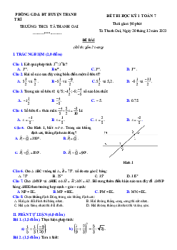 Đề học kỳ 1 Toán 7 năm 2023 – 2024 trường THCS Tả Thanh Oai – Hà Nội