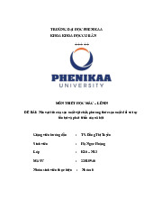 Nêu vai trò của sản xuất vật chất, phương thức sản xuất đối với sự tồn tại và phát triển của xã hội | Bài tiểu luận học phần Triết học Mác - Lênin | Trường Đại học Phenikaa