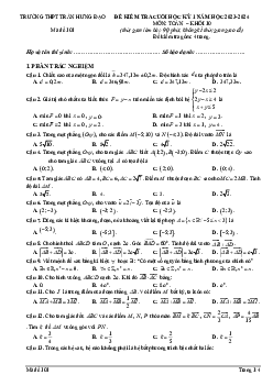 Đề cuối học kỳ 1 Toán 10 năm 2023 – 2024 trường THPT Trần Hưng Đạo – Đắk Lắk