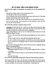 Đề cương chi tiết Môn Văn hóa nông thôn | Đại học Văn hóa Hà Nội