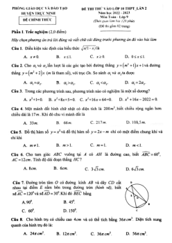Đề thi thử Toán vào lớp 10 lần 2 năm 2022 – 2023 phòng GD&ĐT Trực Ninh – Nam Định