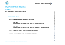 Comparison OF TWO Populations - Statistics for Business | Trường Đại học Quốc tế, Đại học Quốc gia Thành phố HCM