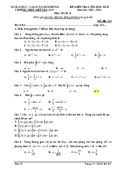 Đề giữa kì 2 Toán 12 năm 2023 – 2024 trường THPT Nhữ Văn Lan – Hải Phòng