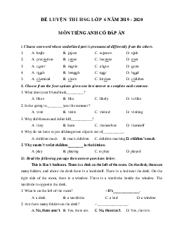 Đề ôn thi học sinh giỏi lớp 6 môn Tiếng Anh năm học 2019 - 2020 số 9