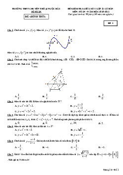 Đề giữa kỳ 1 Toán 12 CB năm 2020 – 2021 trường chuyên Thoại Ngọc Hầu – An Giang